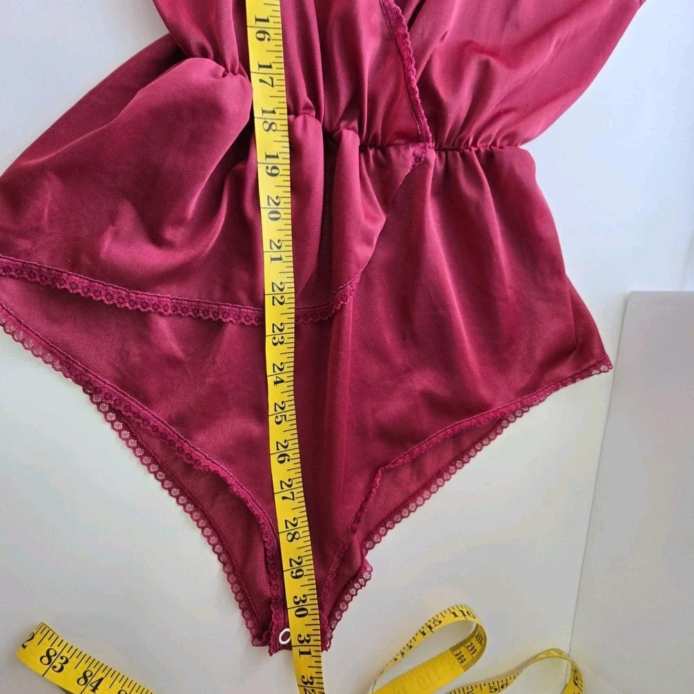 Moodsetter Vintage Red Teddy  One Piece Size M Lingerie Snap Crotch Made‎ In USA